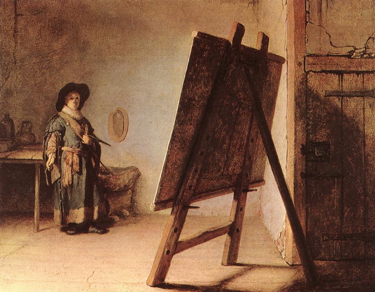 artiste peint dans un studio