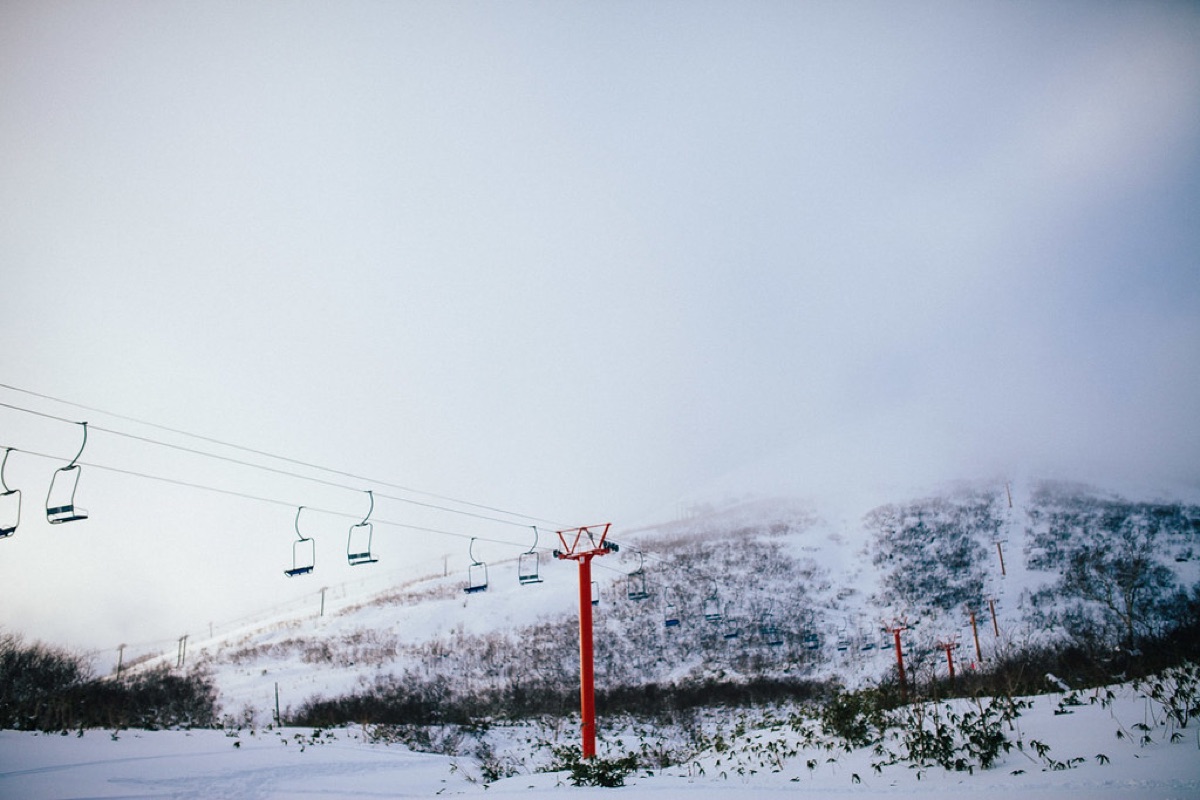 Ski lift in snow