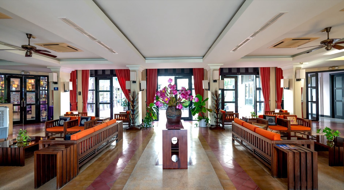 hokkaido resort lobby with indoor hot spring