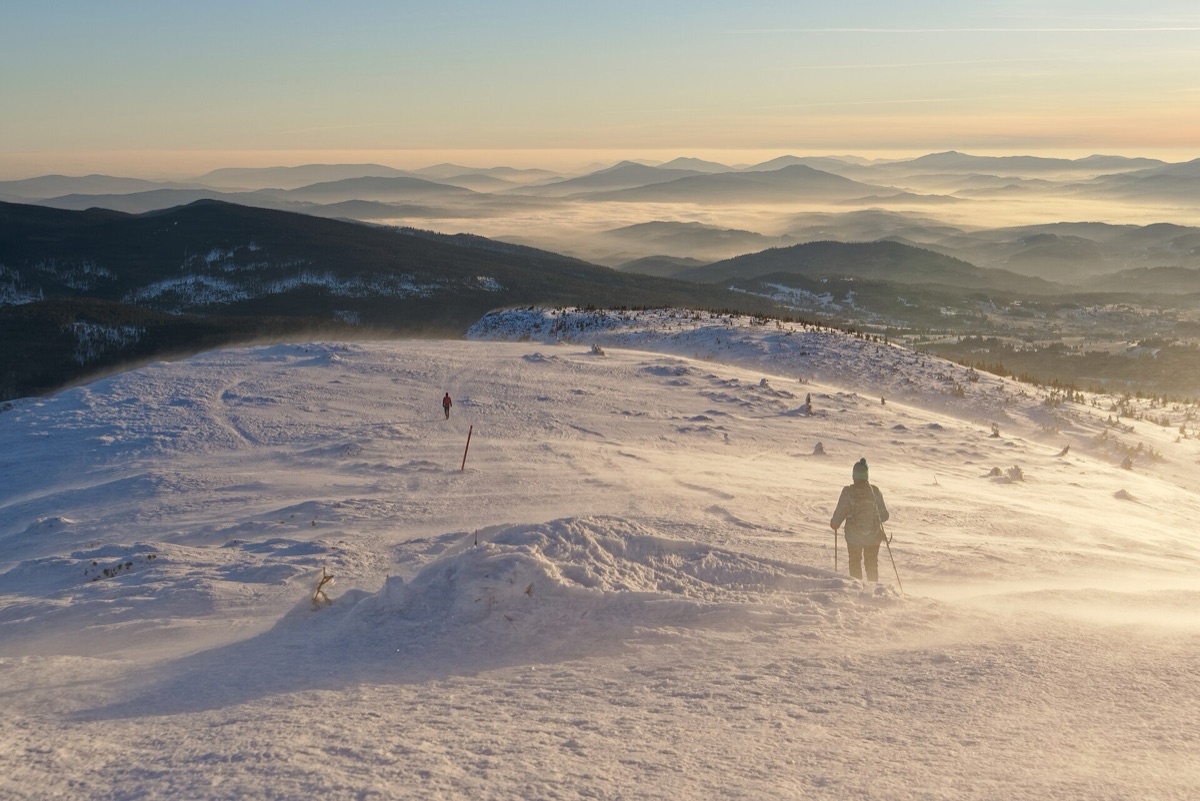 un sentier de montagne enneigé