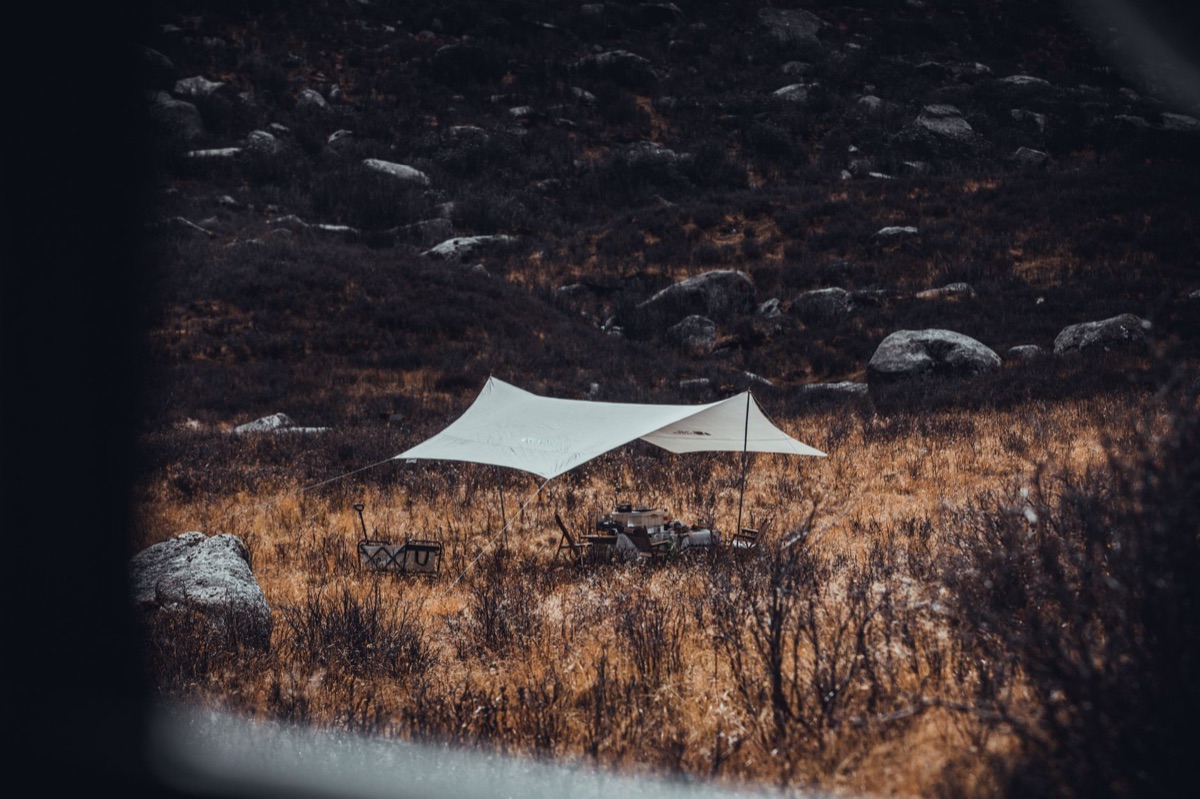 Site de camping avec lavande